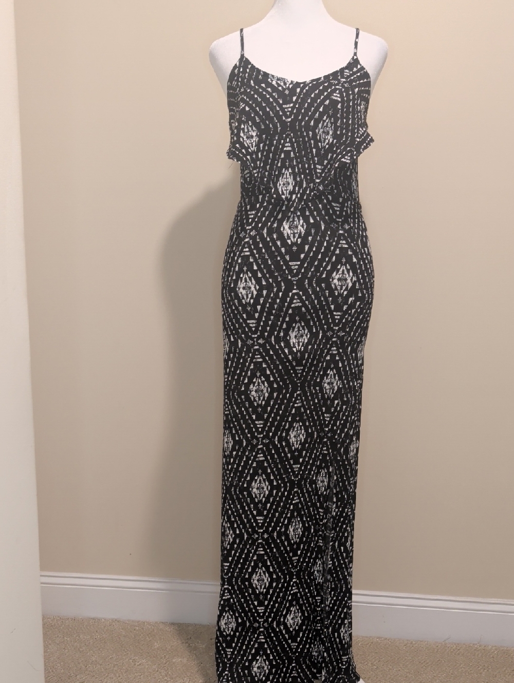 Mudd  Black and White Textured Geometric Maxi Dress